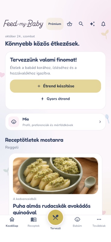 Az új FeedMyBaby-kezdőlap előnézete