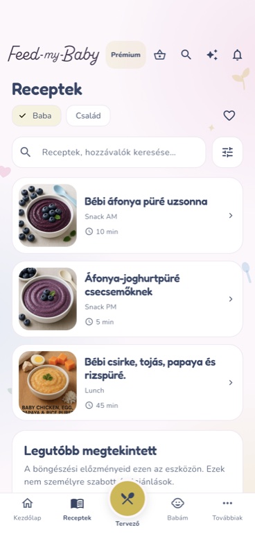 A receptböngésző előnézete